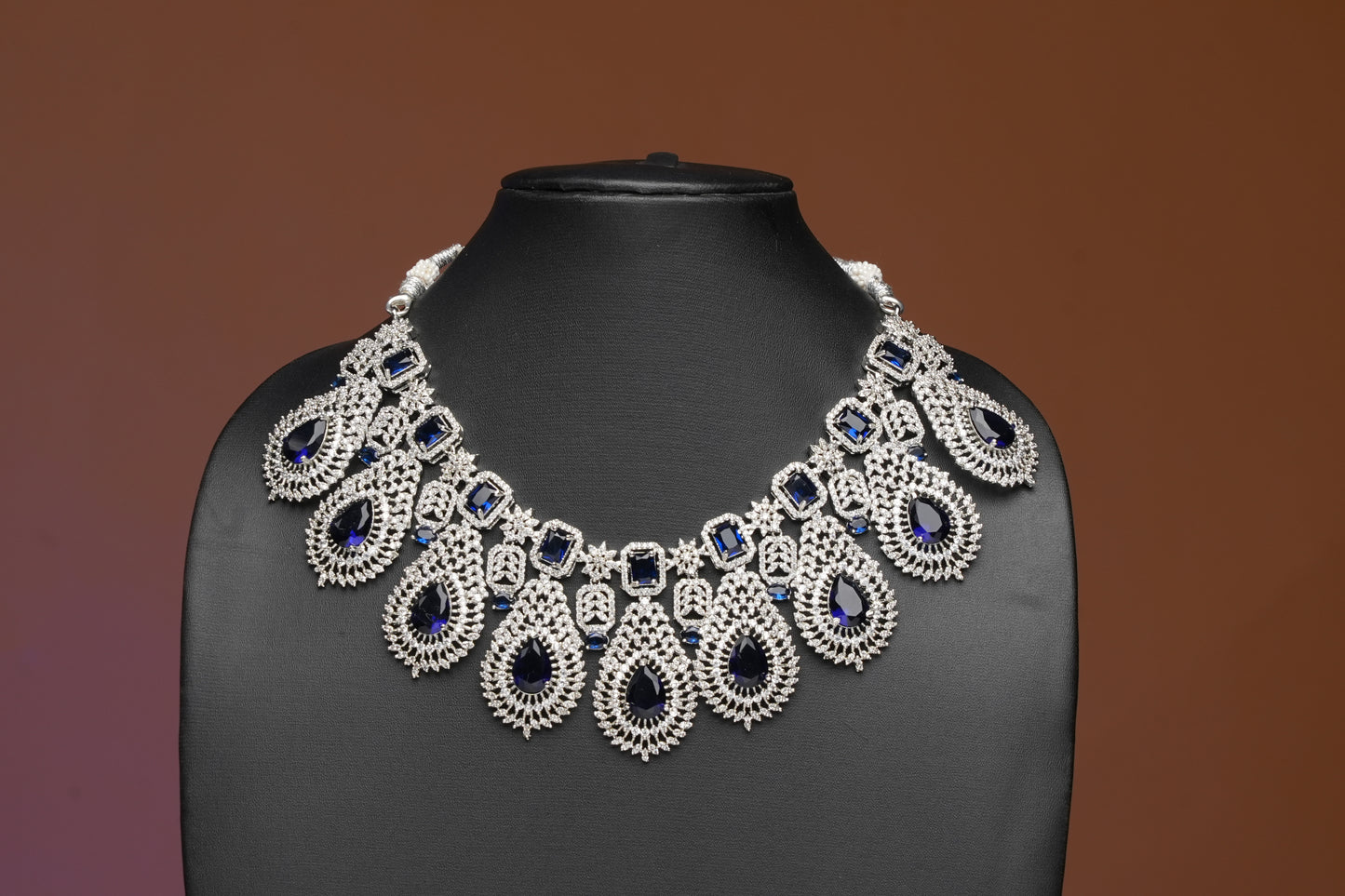 NJNS197 - Sapphire Dropdown Necklace set