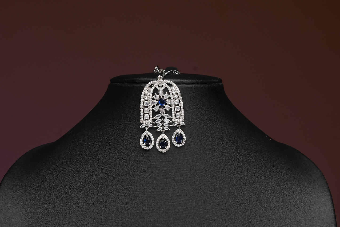 NJNS191 - Two layer Sapphire diamond Necklace