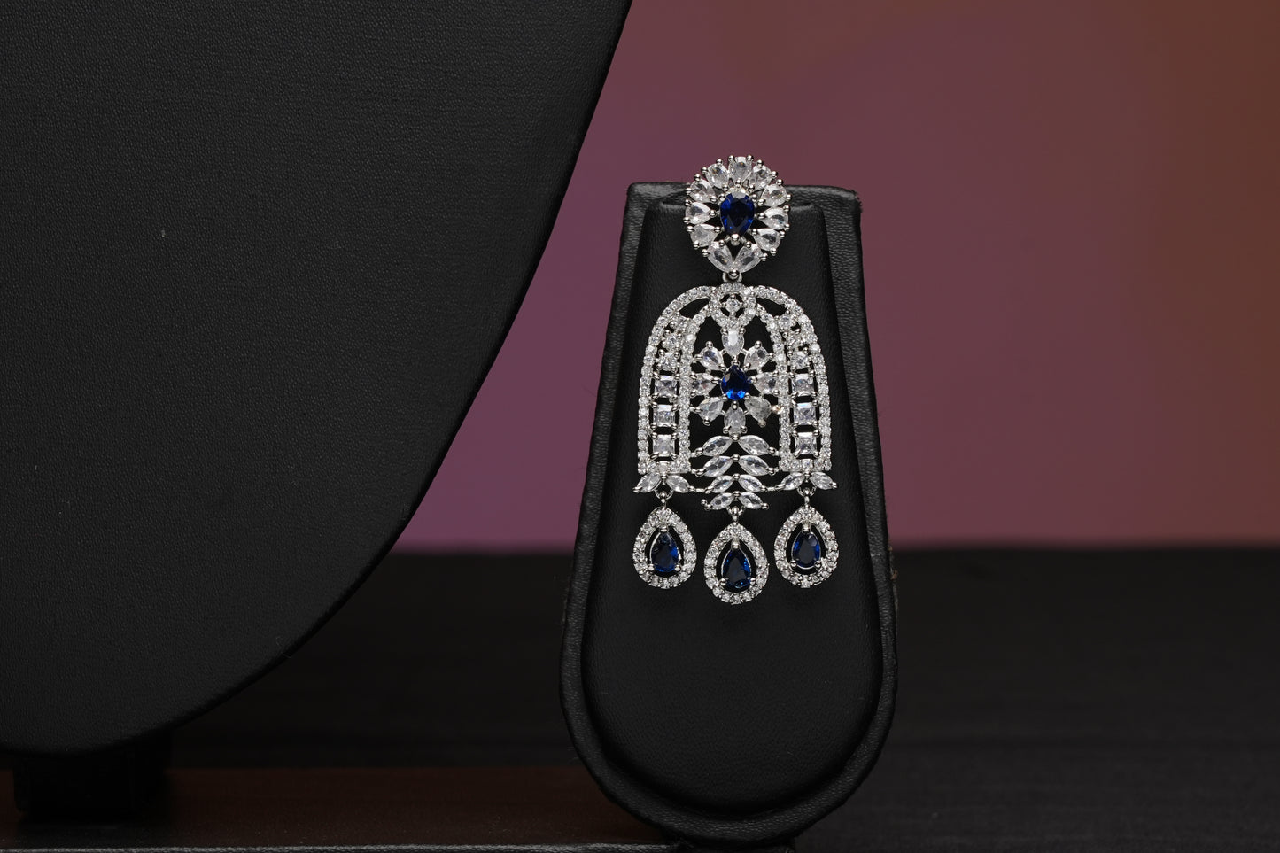 NJNS191 - Two layer Sapphire diamond Necklace