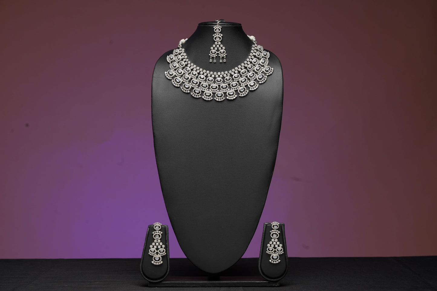 NJNS213 - Royal Zircon Jaali Necklace set