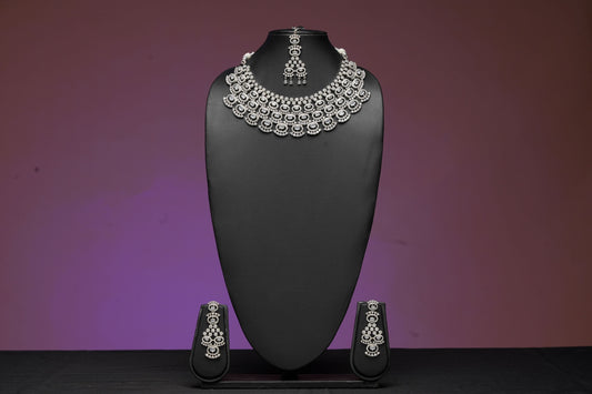 NJNS213 - Royal Zircon Jaali Necklace set