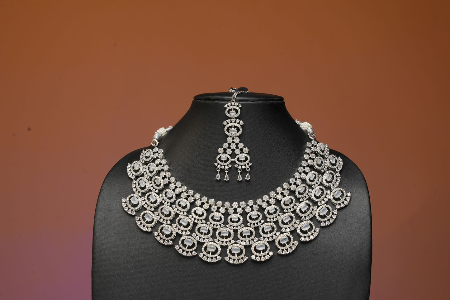 NJNS213 - Royal Zircon Jaali Necklace set