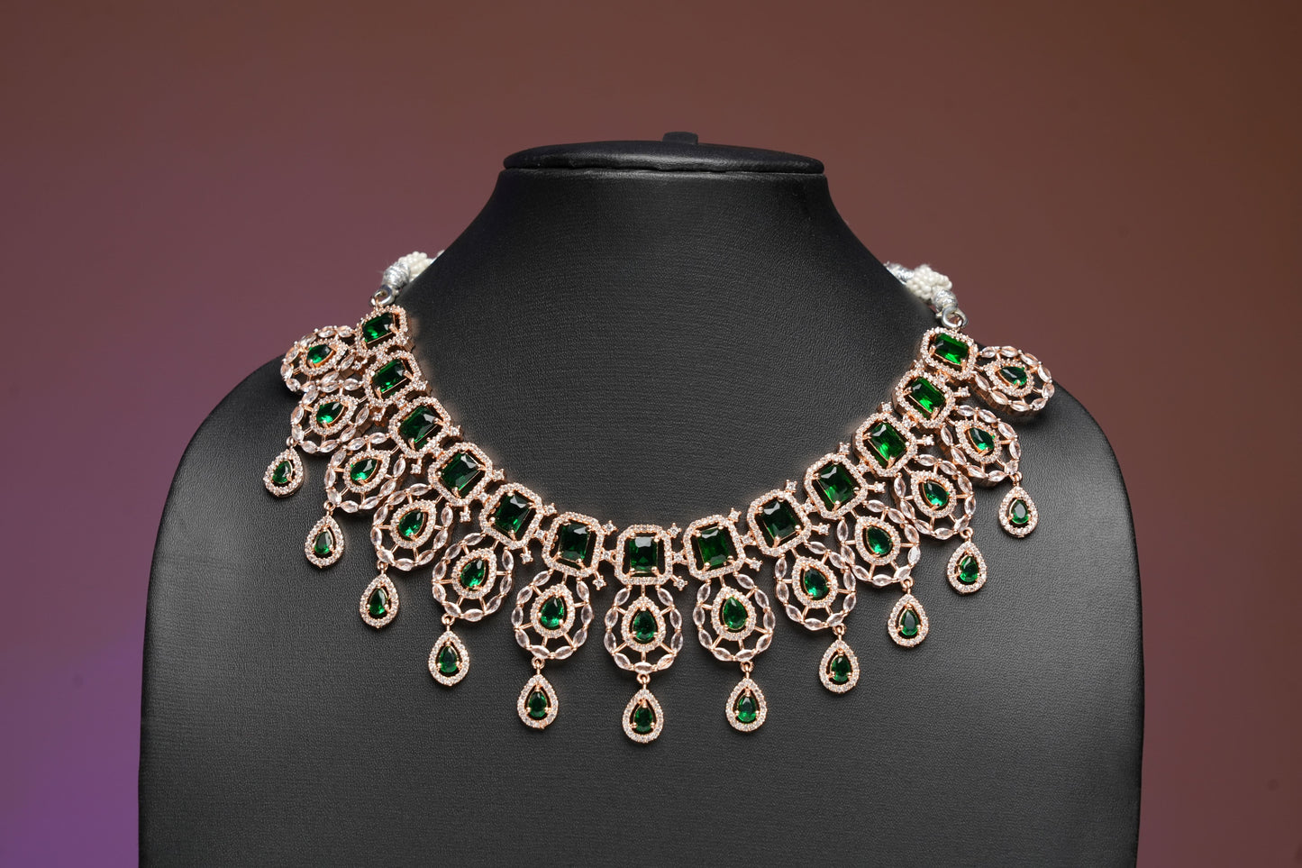 NJN258 - Green Faux Diamond Necklace
