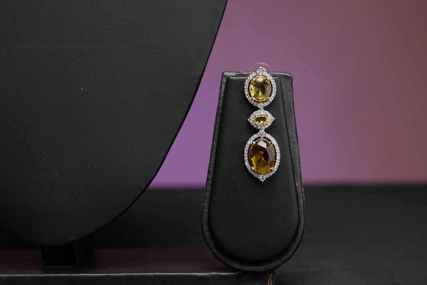 NJNS193 - Yellow Faux Diamond Necklace set