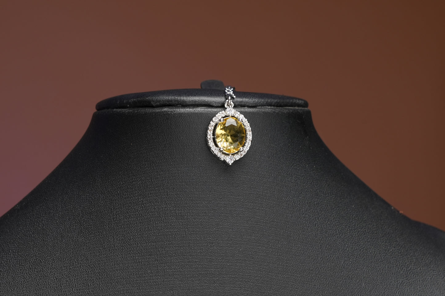 NJNS193 - Yellow Faux Diamond Necklace set