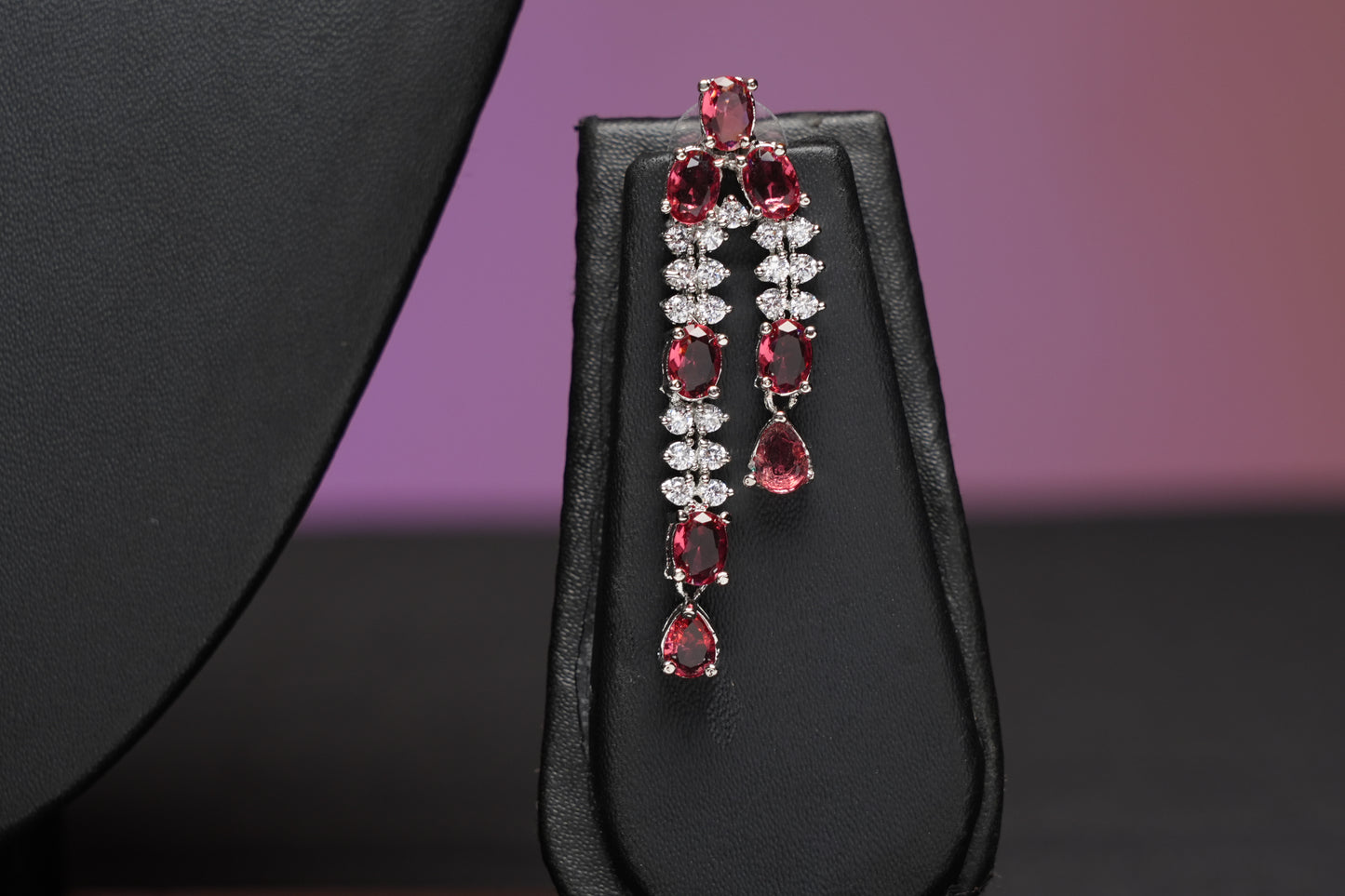 NJNS210 - Double layered America Diamond stone necklace set