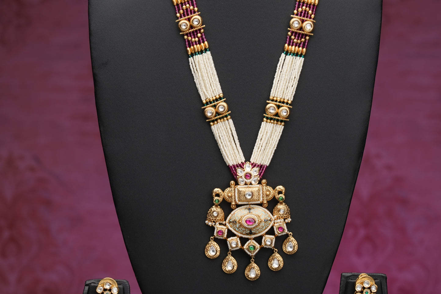 NJCM237 - Meenakari Choker with Midlength Hara Set