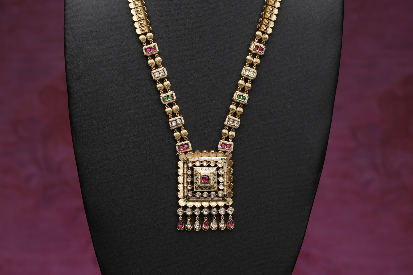 NJCM239 - Meenakari choker with Rajwadi Necklace set
