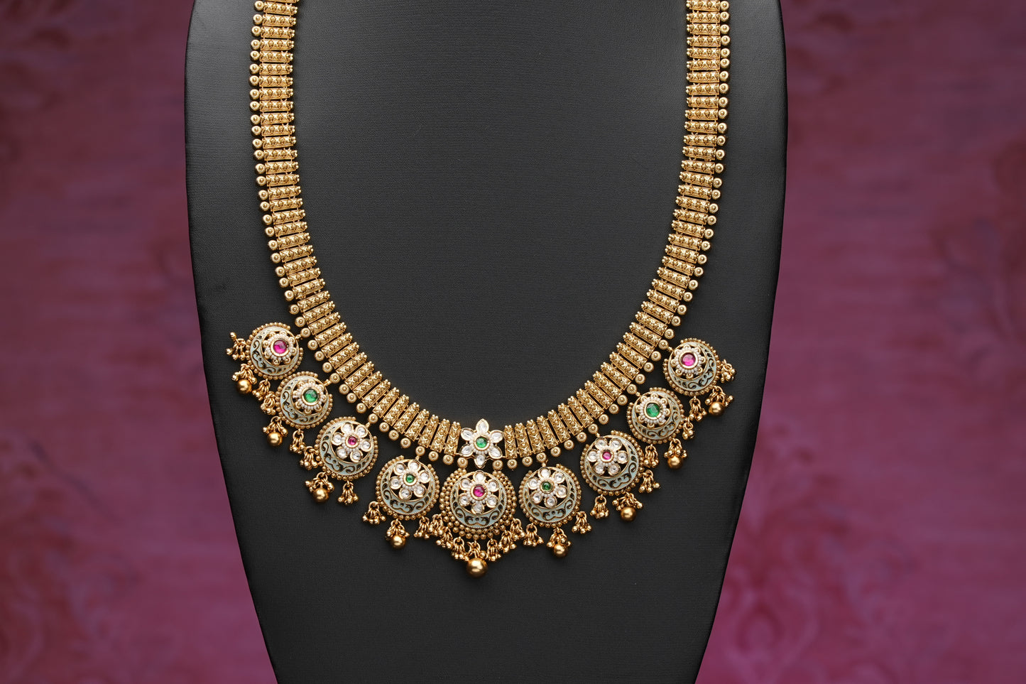 NJCM238 - Meenakari Short choker with Long Necklace set
