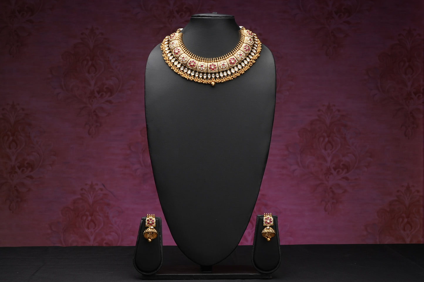 NJNS216 - Kundan meenakari necklace set
