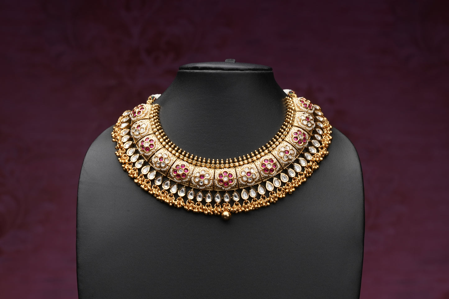 NJNS216 - Kundan meenakari necklace set