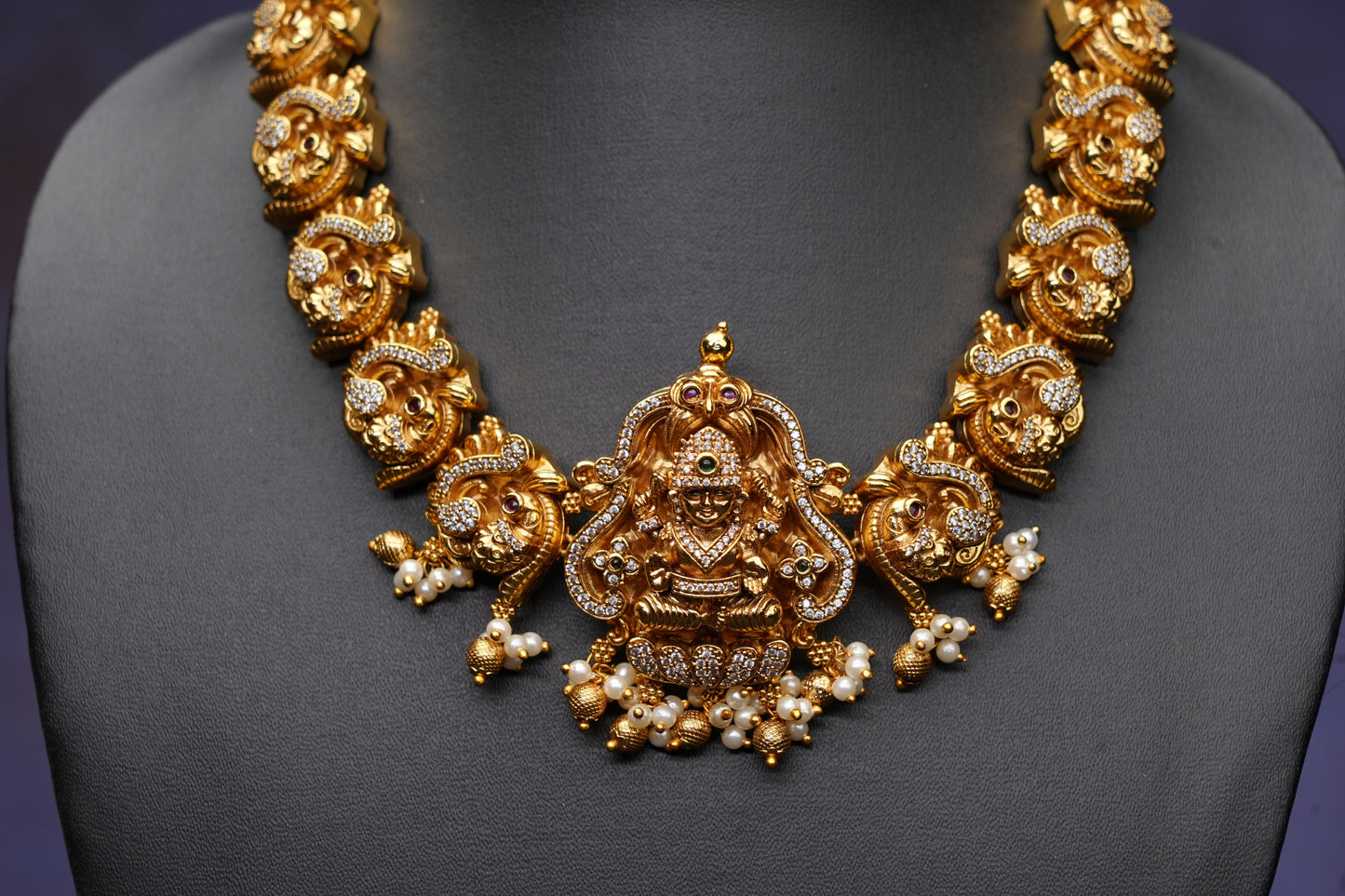 NJN259 - Lakshmi themed antique temple Necklace