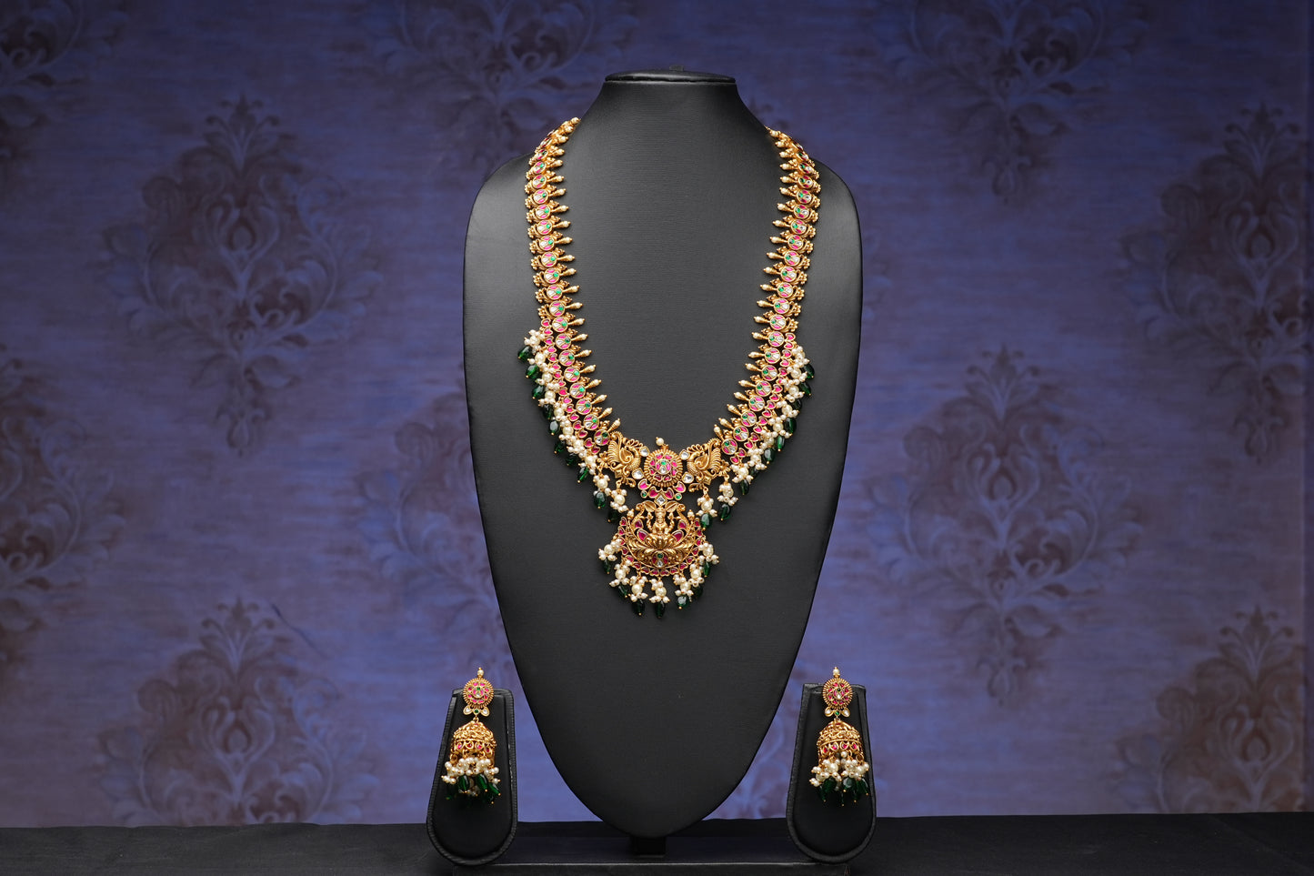 NJLS200 - Peacock themed jadau kundan Necklace set