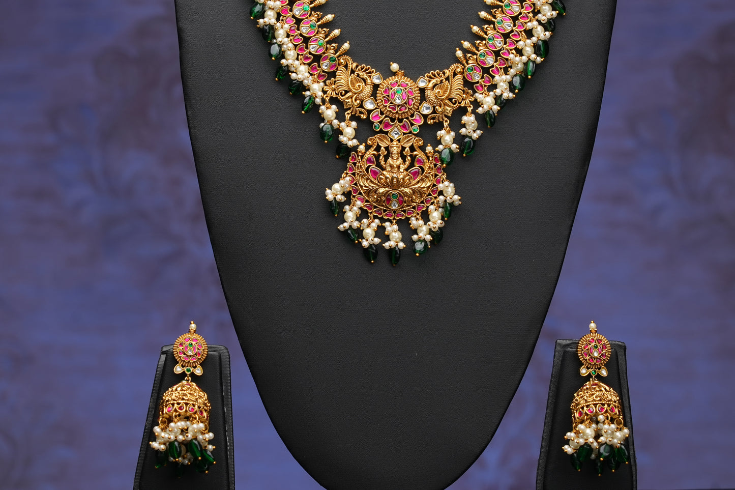 NJLS200 - Peacock themed jadau kundan Necklace set