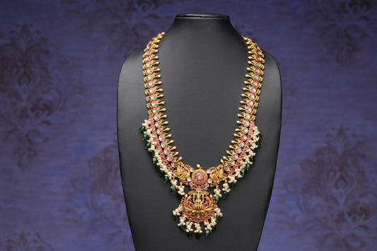 NJN250 - Peacock themed Jadau Kundan Necklace set