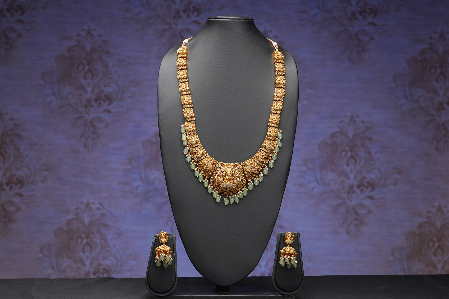 NJLS208 - Peacock themed Long Necklace set