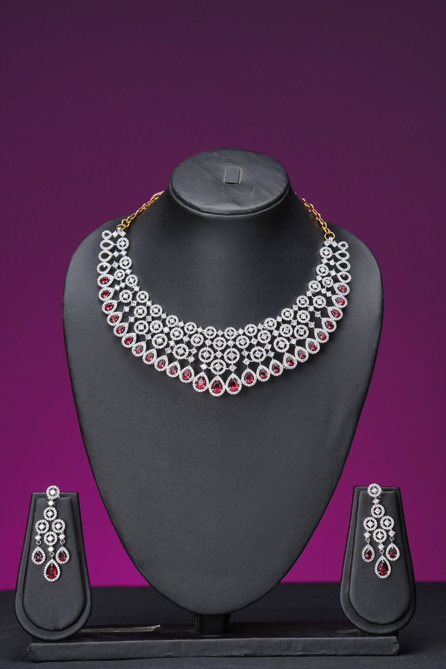 NJNS133 - Ruby Doublet stone Necklace set