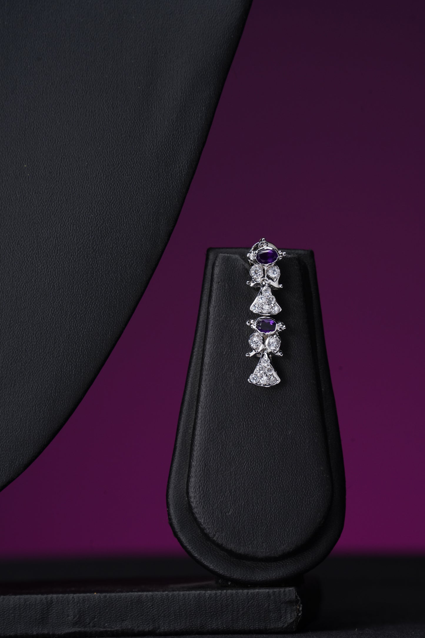 NJNS132 - Purple Diamante Necklace set