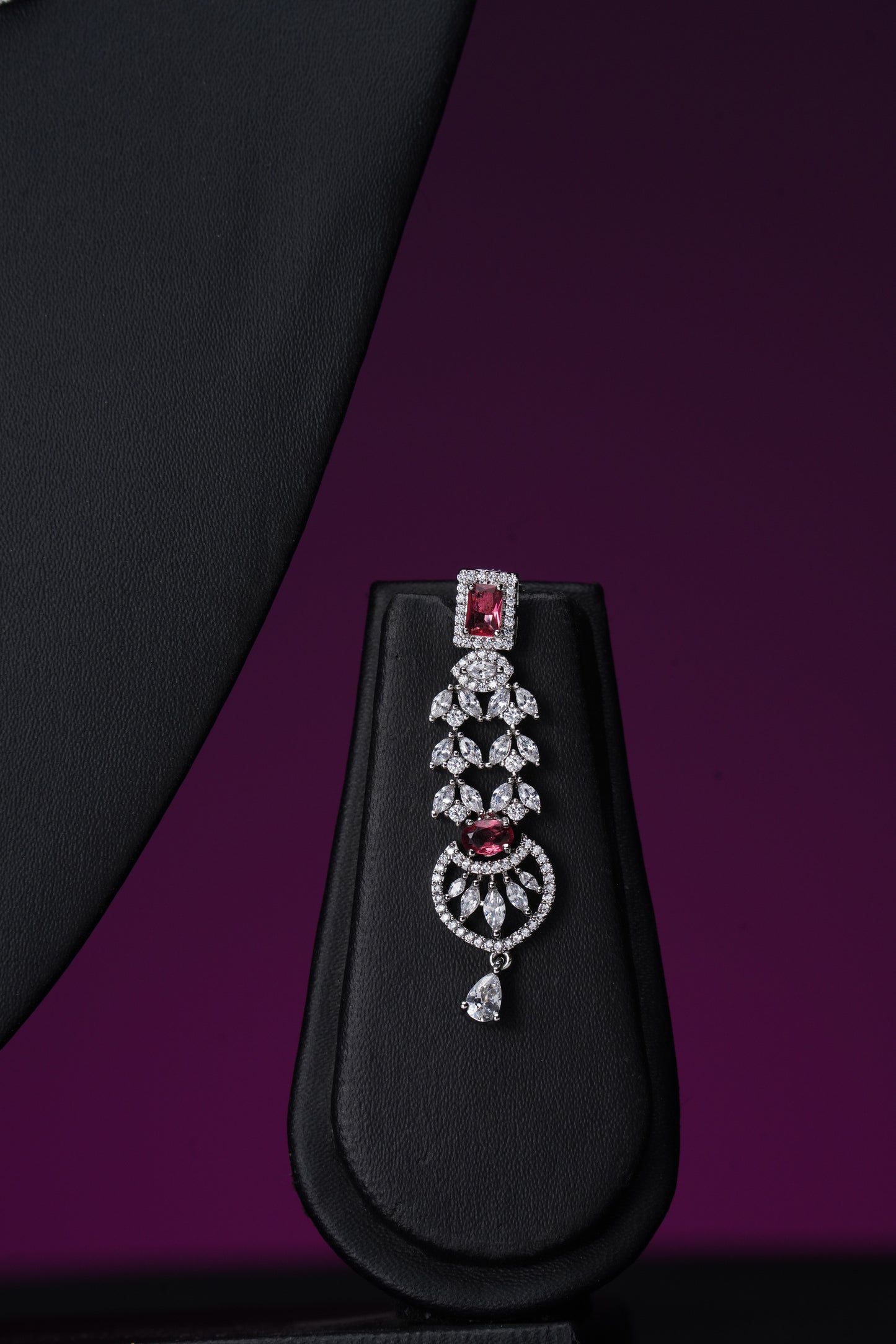 NJNS181 - Ruby diamante Necklace set
