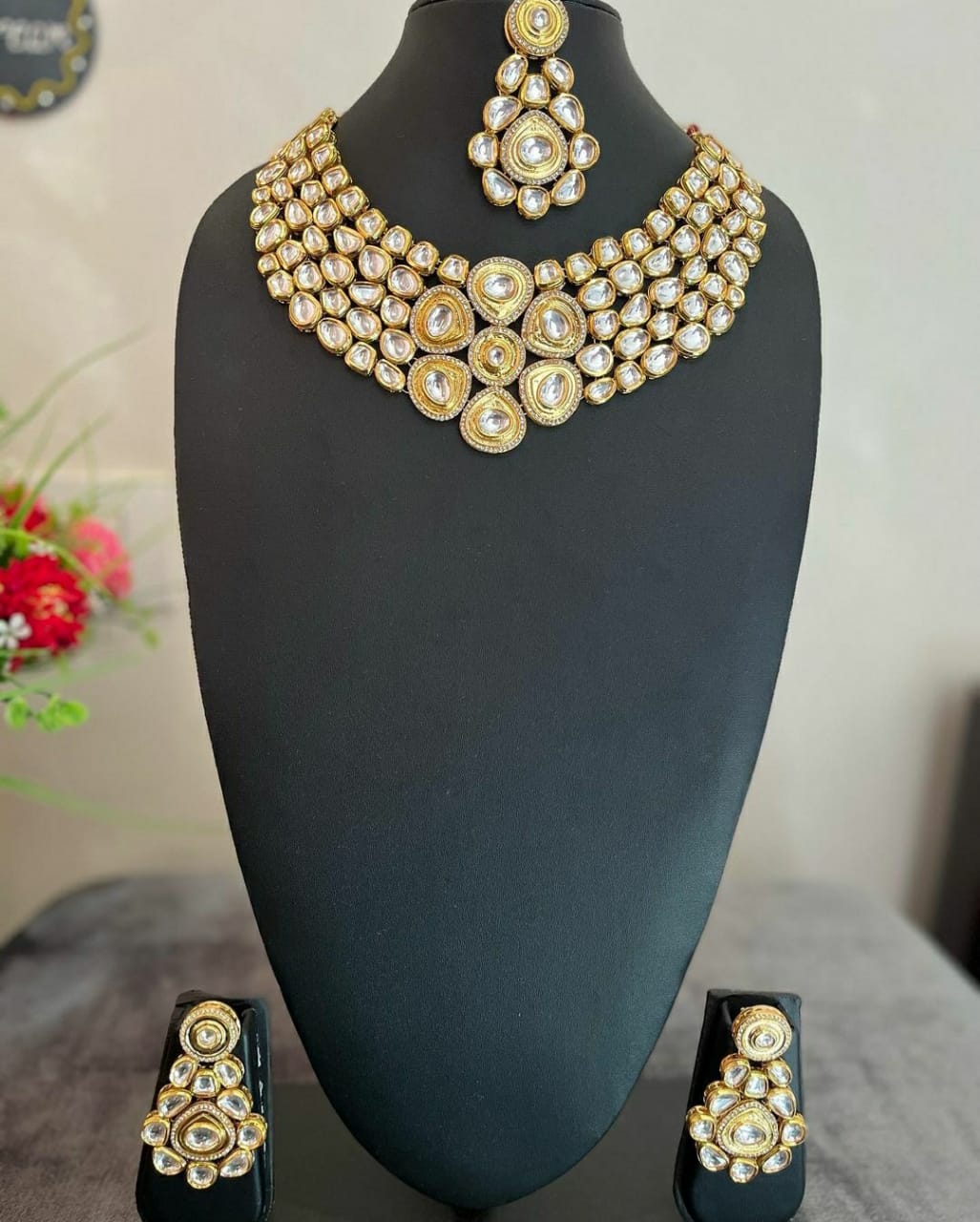 NJNS168 - Kundan Pearl Necklace set