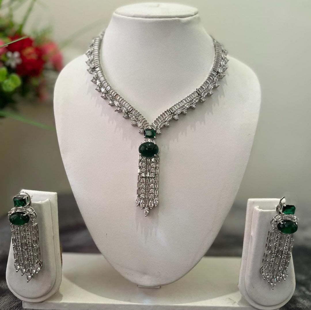 NJNS163 - Emerald Diamante Necklace set