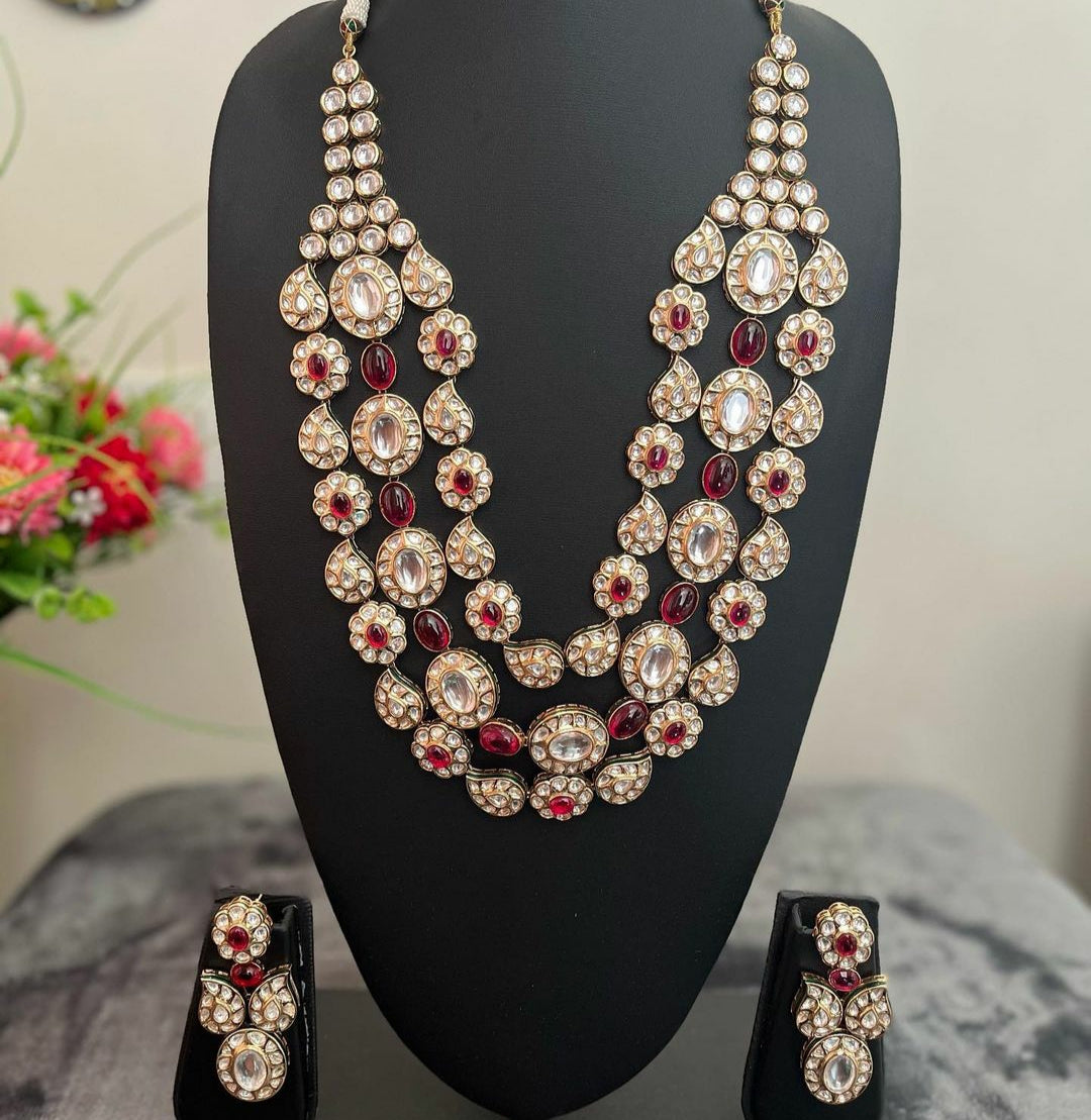 NJLS111 - Handmade uncut polki Necklace set