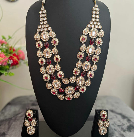 NJLS111 - Handmade uncut polki Necklace set