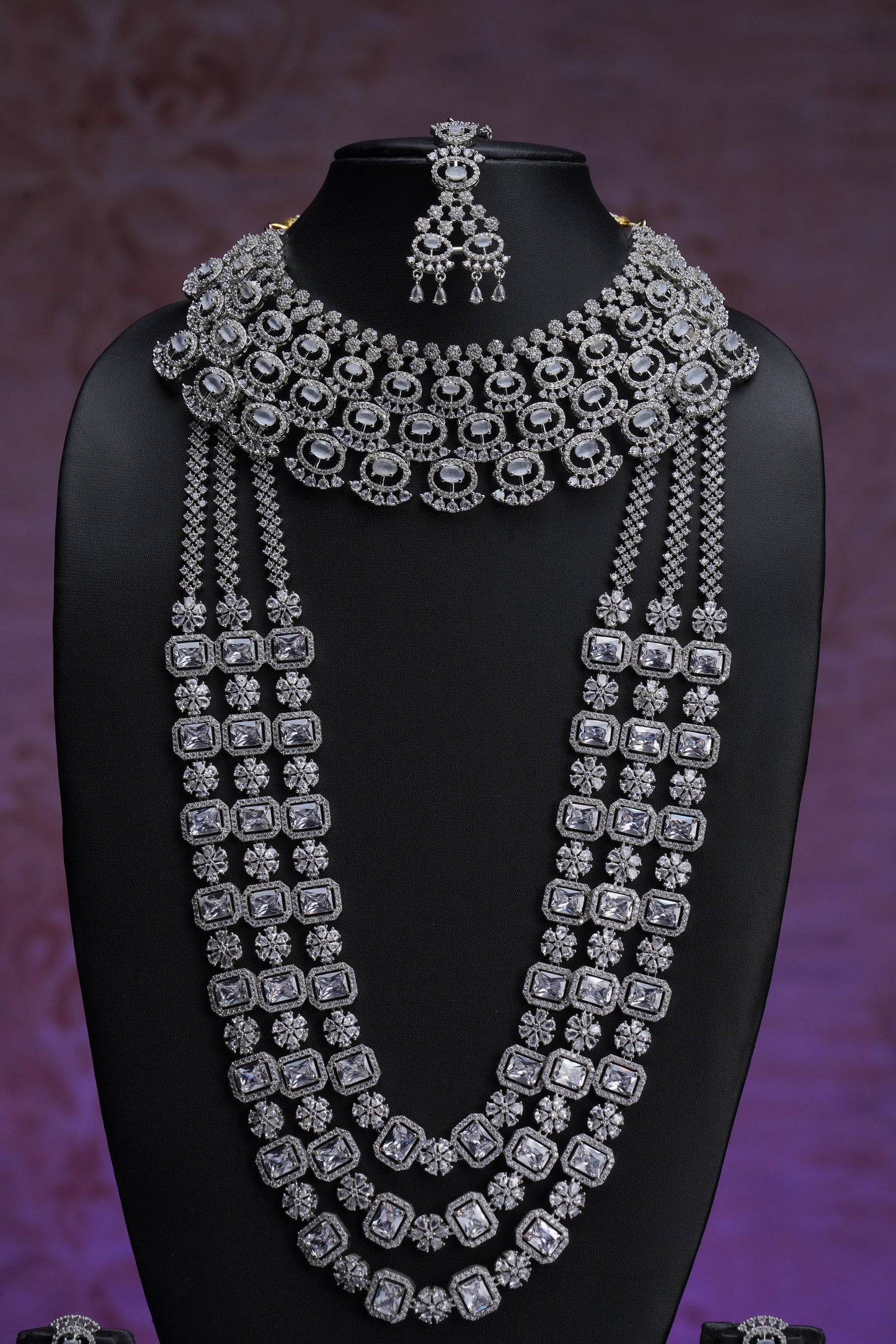 NJCM289 - Cubic Zircon Milk White Layered set