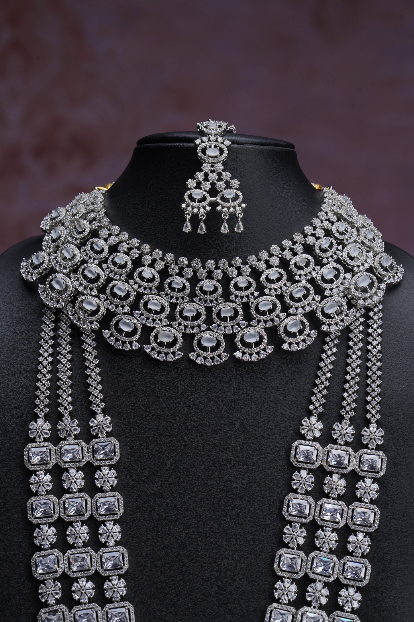 NJCM289 - Cubic Zircon Milk White Layered set