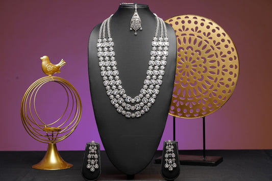 NJLS196 - Cubic Zircon Long Necklace set