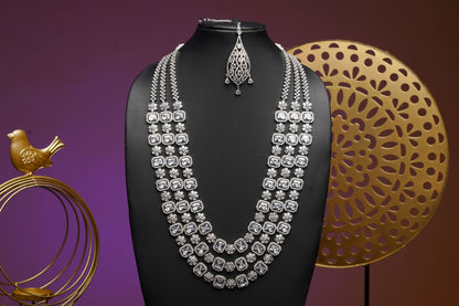 NJLS196 - Cubic Zircon Long Necklace set