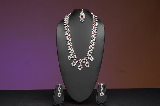 NJLS211 - Royal Cubic Zircon long Necklace set