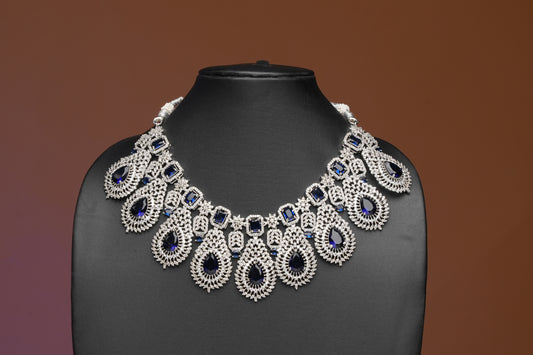 NJN229 - Sapphire Diamond dropdown Necklace