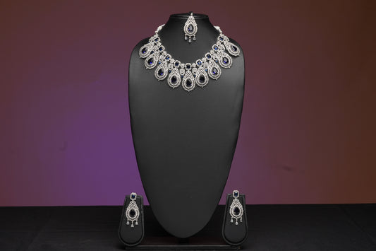 NJNS197 - Sapphire Dropdown Necklace set