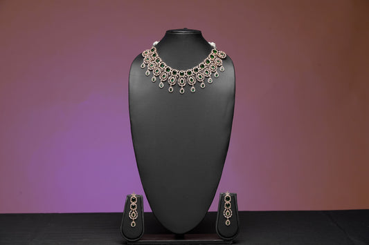 NJNS192 - Green Faux Diamond Necklace set