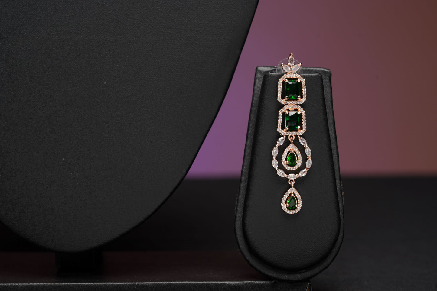 NJNS192 - Green Faux Diamond Necklace set
