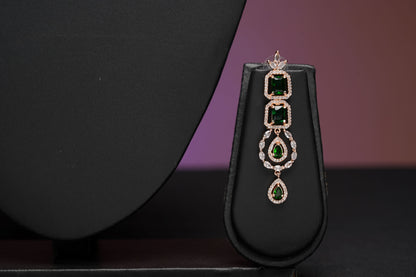 NJNS192 - Green Faux Diamond Necklace set