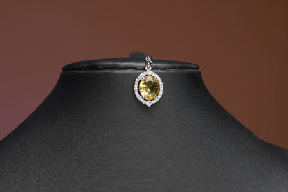 NJNS193 - Yellow Faux Diamond Necklace set