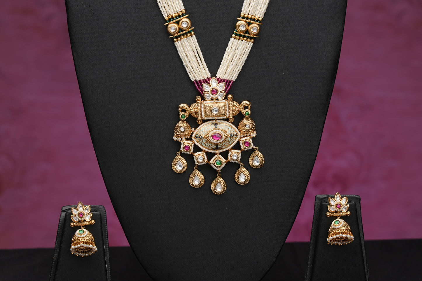 NJPS220 - Meenakari Pearl hara set