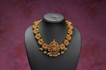 NJN259 - Lakshmi themed antique temple Necklace