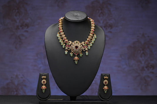 NJNS212 - Victorian Design Kundan short Necklace set