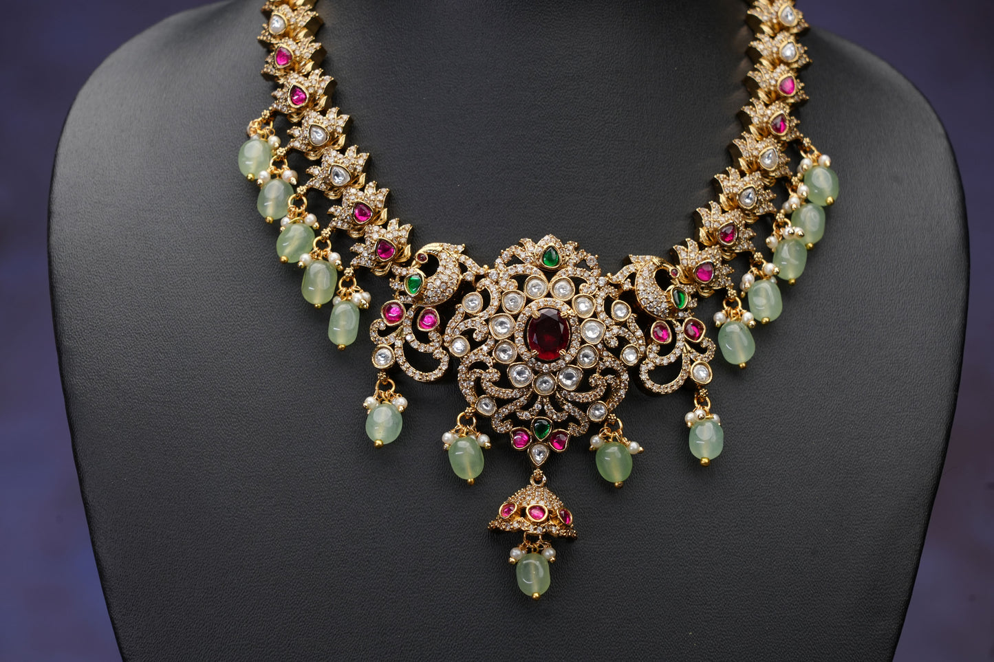 NJNS212 - Victorian Design Kundan short Necklace set