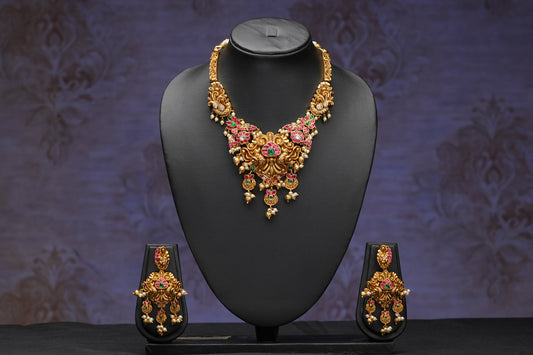 NJNS188 - Antique Jadau Kundan Necklace set