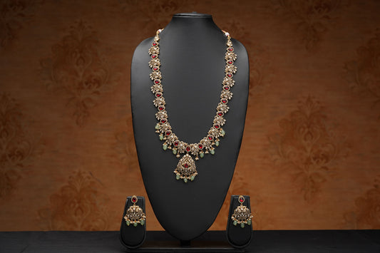 NJLS195 - Double peacock themed Victorian Kundan Necklace set