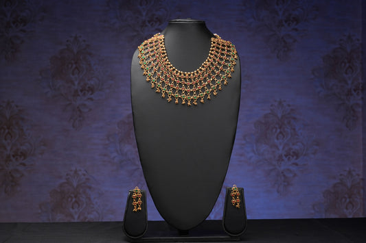 NJNS203 - Gold plated Jaali necklace set