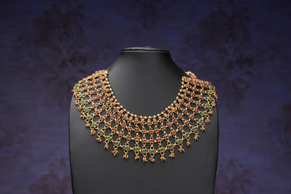 NJNS203 - Gold plated Jaali necklace set