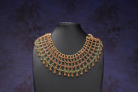 NJN270 - Gold plated Jaali Necklace