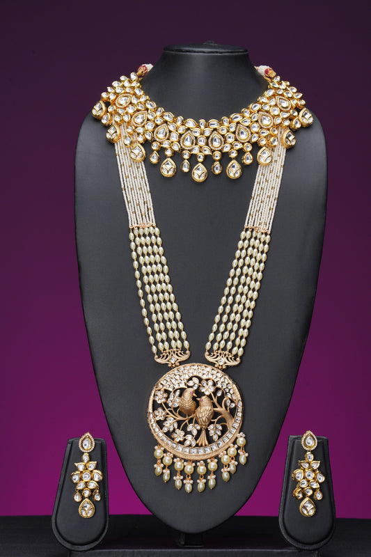 NJCM287 - Kundan and Moissanite Polki Layered set