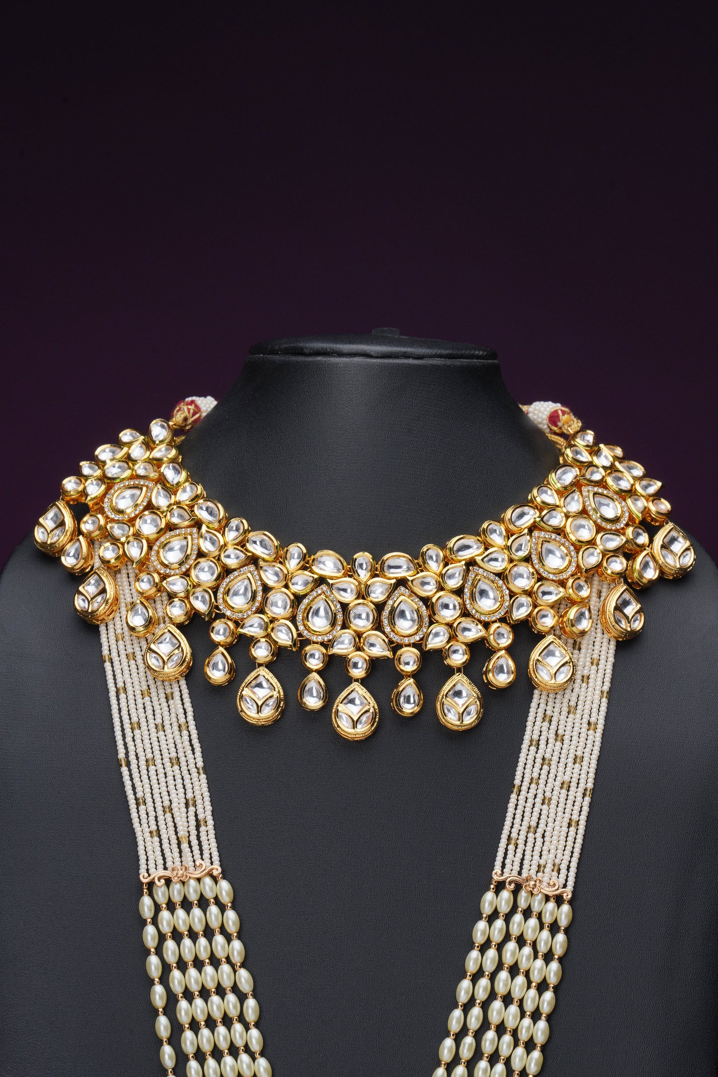 NJCM287 - Kundan and Moissanite Polki Layered set