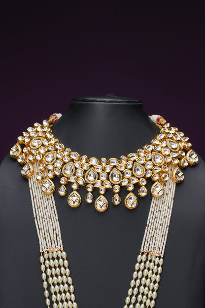 NJCM287 - Kundan and Moissanite Polki Layered set